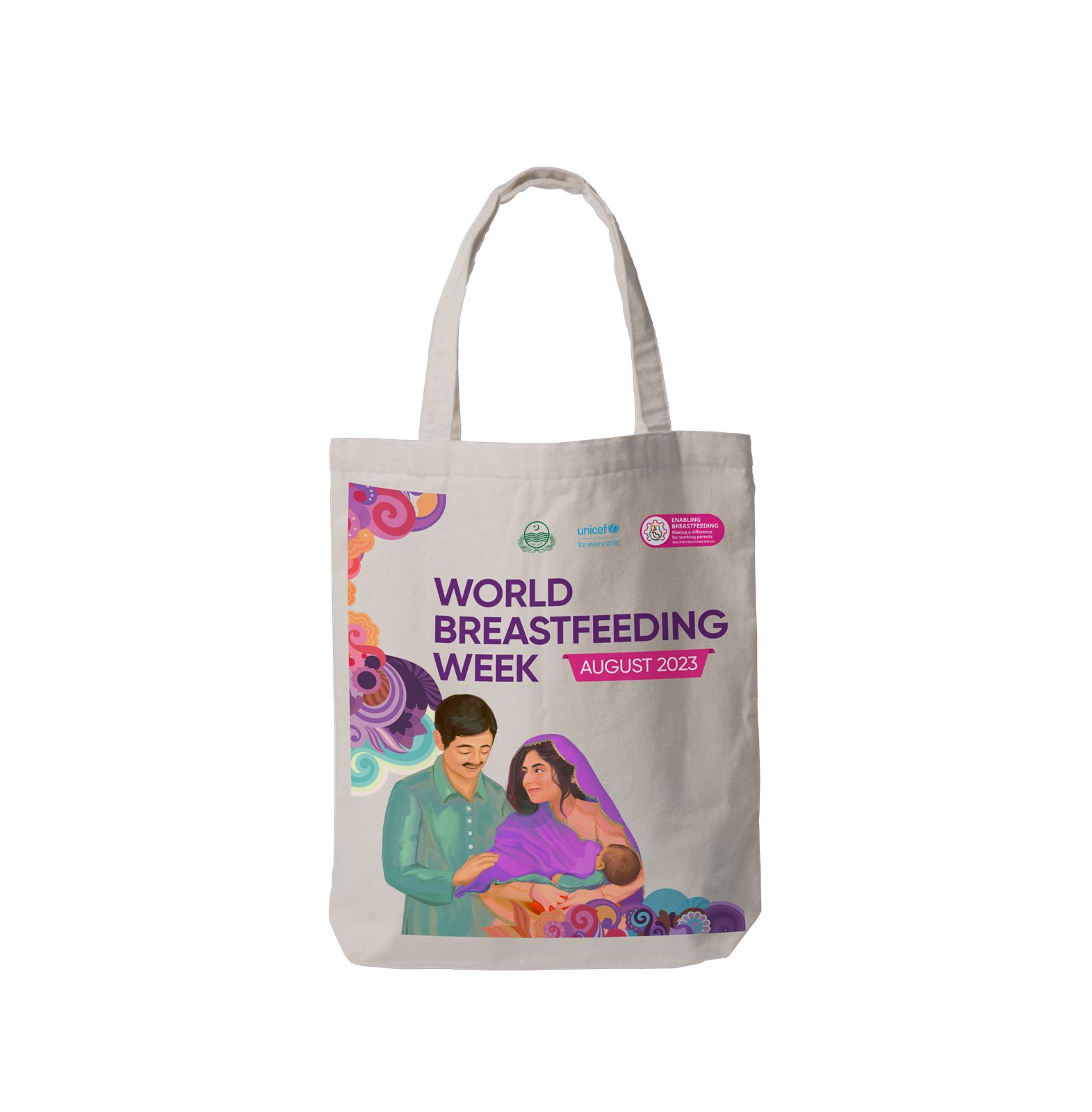Branded tote bag for World Breastfeeding Week 2023 on-ground activation kit